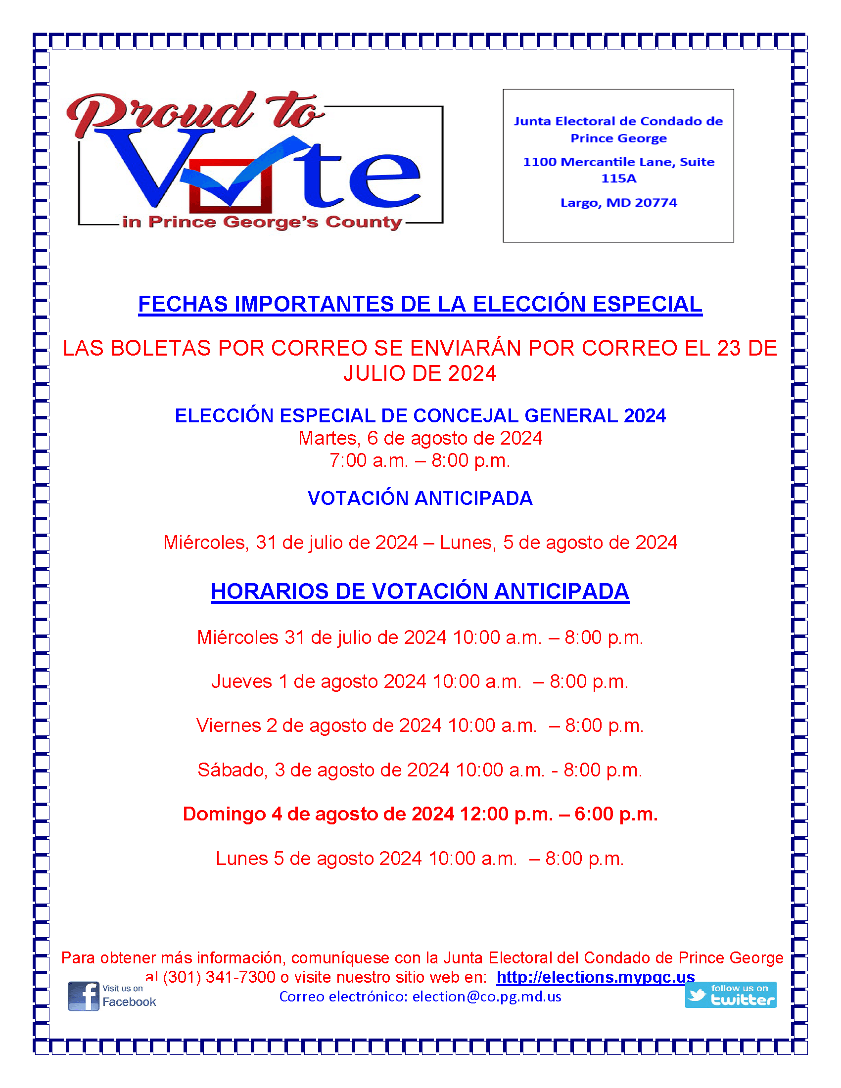 SPN Special Election Important Dates - Spanish